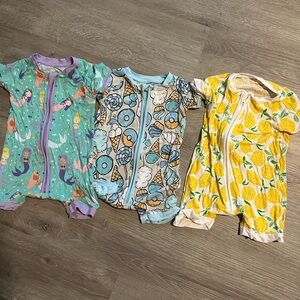 Set of Three bamboo sleeper/rompers